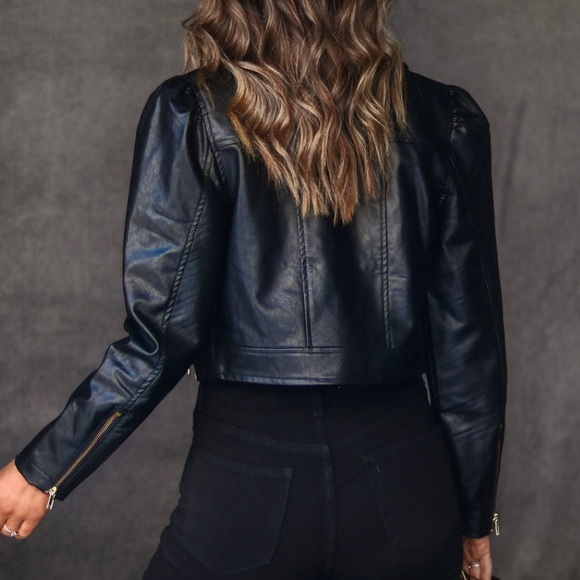 Risky Behavior Faux Leather Crop Biker Jacket - Black - VICI Strut & Bolt XS - Picture 5 of 10